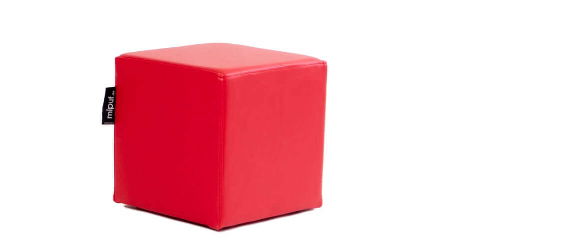 Puff Cuadrado Cube 40x40 - Polipiel Rojo